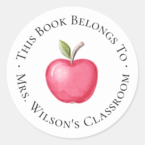 Teacher Classroom Bookplate with Apple