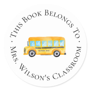 Teacher Classroom Bookplate with School Bus
