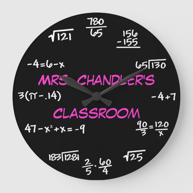 Teacher Classroom Chalkboard Math Clock - Custom (Front)