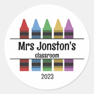 Teacher Classroom Crayon Class Back to School Classic Round Sticker