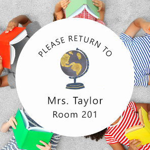 Teacher classroom globe classic round sticker