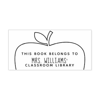 Teacher Classroom Library Apple Outline Self-inking Stamp by thepinkschoolhouse at Zazzle