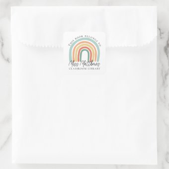 Teacher Classroom Library Rainbow Bookplate | Zazzle