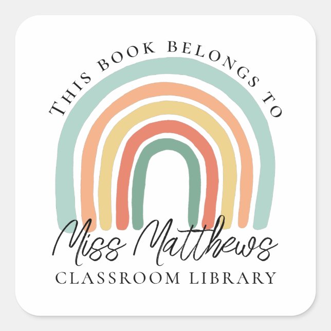 Teacher Classroom Library Rainbow Bookplate (Front)