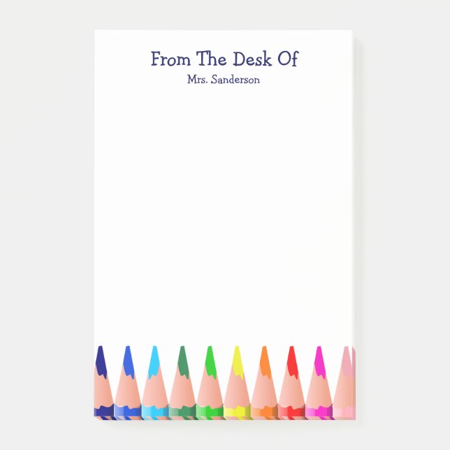 Teacher Classroom Name Cute Rainbow Pencils  Post-it Notes (Front)