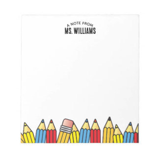 Teacher Classroom Pencil Custom Name Notepad