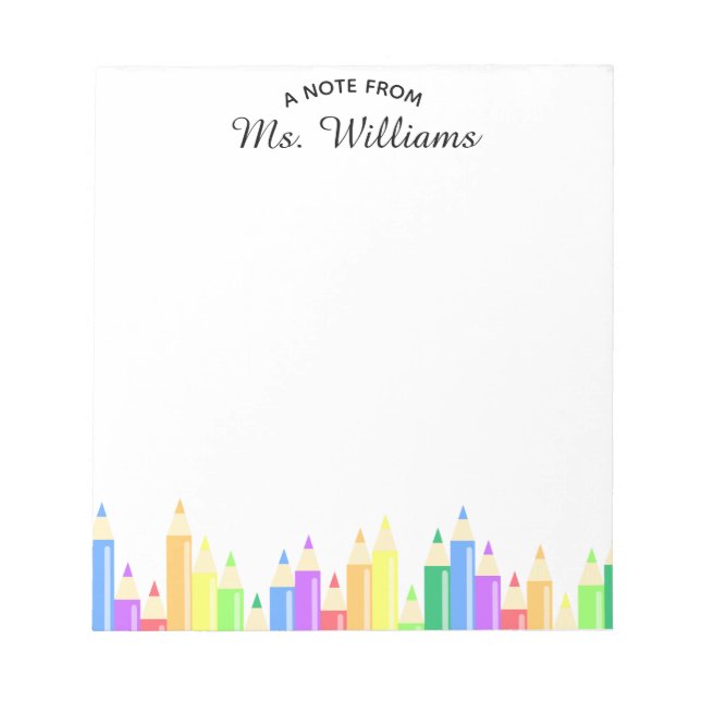 Teacher Classroom Pencil Custom Name Notepad (Front)