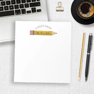 Teacher Classroom Pencil Custom Name Notepad