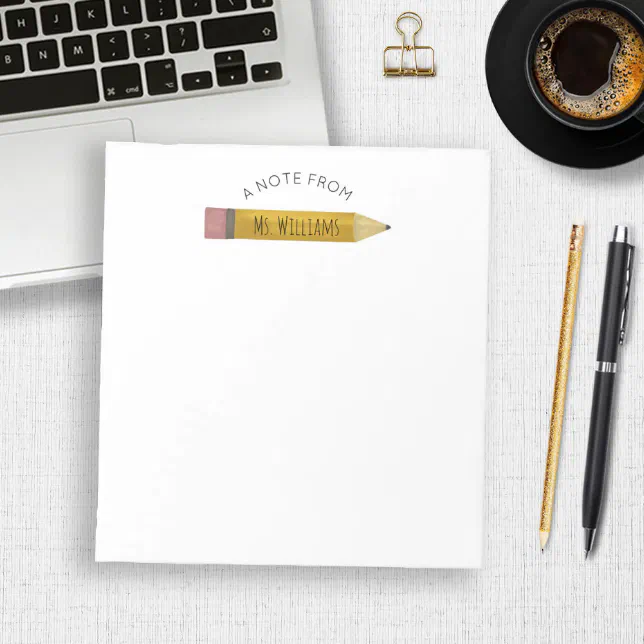 Teacher Classroom Pencil Custom Name Notepad | Zazzle