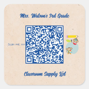 Teacher Classroom Supply List QR Code Custom Square Sticker