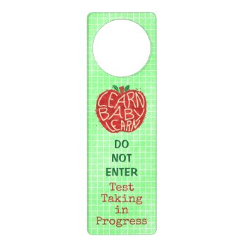 Teacher Classroom Testing Do Not Enter Funny Apple Door Hanger by HaHaHolidays at Zazzle