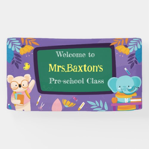 Teacher Classroom Welcome Sign Banner Cute Animals