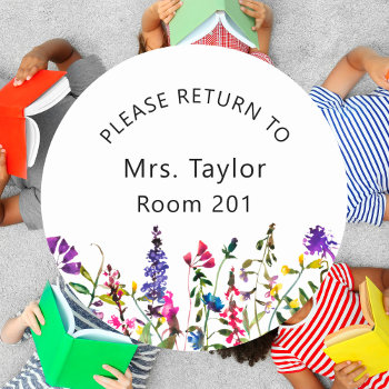 Teacher Classroom Wildflower Classic Round Sticker by lemontreecards at Zazzle