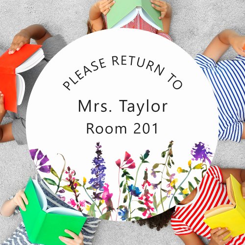 Teacher classroom wildflower classic round sticker