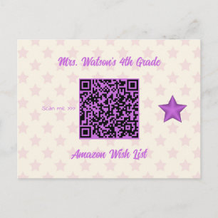 Teacher Classroom Wish List QR Code Custom Postcard