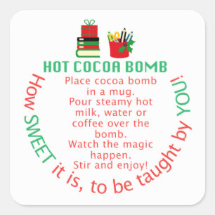 Teacher Cocoa bomb sticker, hot chocolate bomb Square Sticker