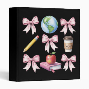 Teacher Coffee Bow Cute Appreciation Gifts 3 Ring Binder