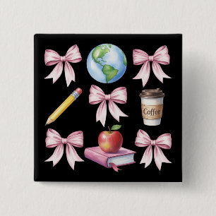 Teacher Coffee Bow Cute Appreciation Gifts Button