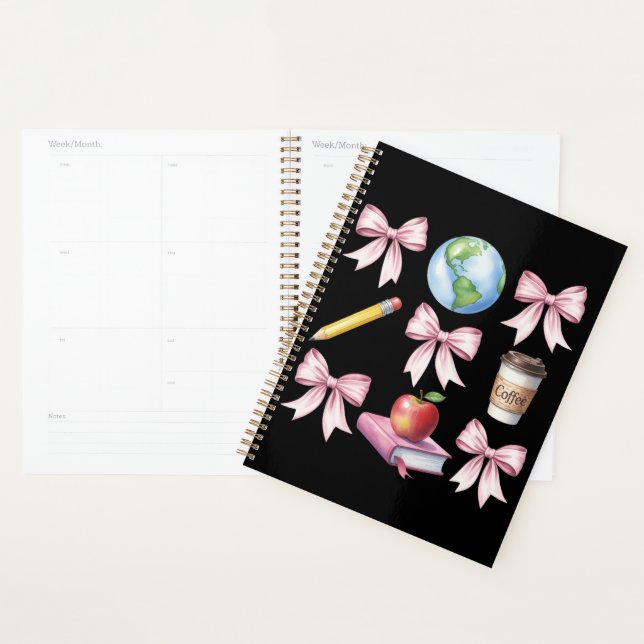 Teacher Coffee Bow Cute Appreciation Gifts  Planner (Display)