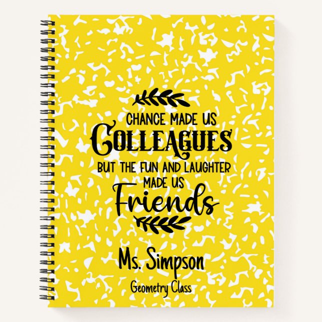 Teacher Colleague Hardcover Notebook Gift  (Front)