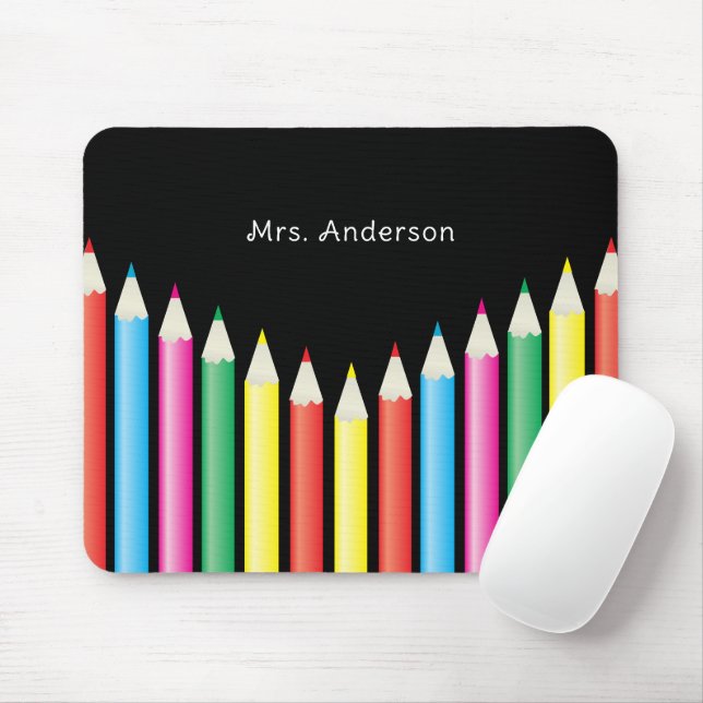 Teacher Colorful Pencils Desk Mat Mouse Pad (With Mouse)
