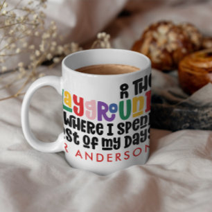 Teacher colorful rainbow typography modern gift mug