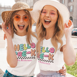 Teacher colorful retro pre-k t-shirt