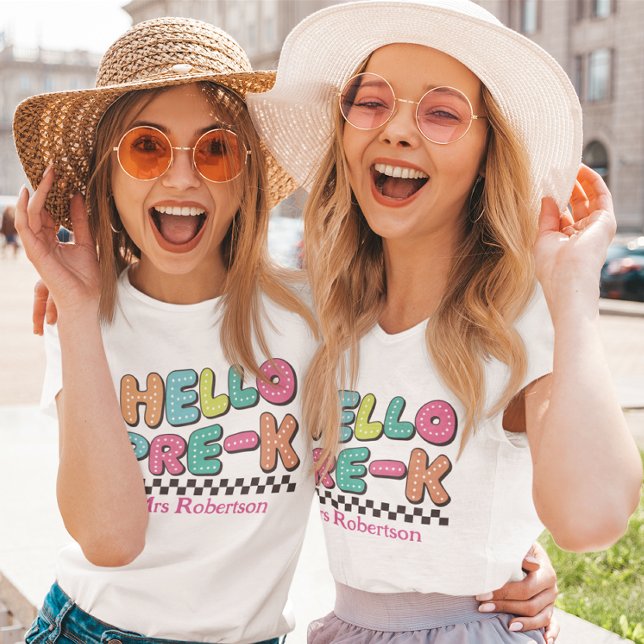  Teacher colorful retro pre-k t-shirt (Creator Uploaded)