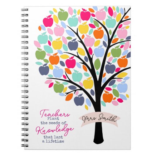 Teacher Colourful apple  Tree thank you gift Notebook