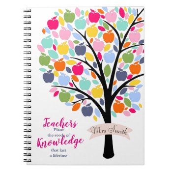Teacher Colourful Apple  Tree Thank You Gift Notebook by GenerationIns at Zazzle