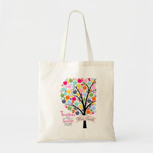 Teacher Colourful apple  Tree thank you gift Tote Bag