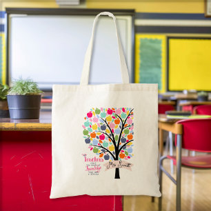 Teacher Colourful apple Tree thank you gift Tote Bag