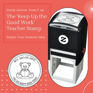 Teacher Compliment Bear-Themed Rubber Stamp