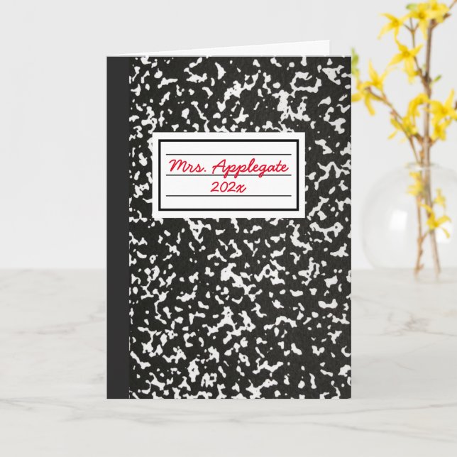 Teacher Composition Notebook Greeting Card (Yellow Flower)