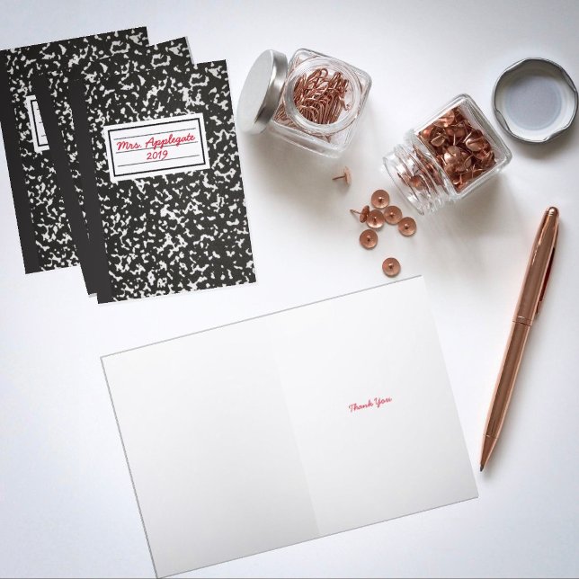 Teacher Composition Notebook Letterpress Thank You Card (Creator Uploaded)