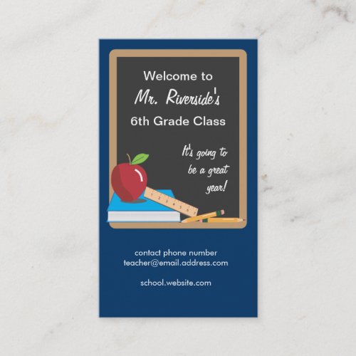 Teacher Contact Card on a Blackboard Business Cards