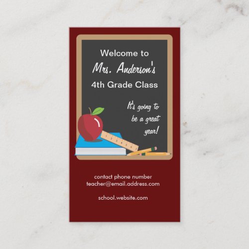 Teacher Contact Card on a Blackboard Business Card