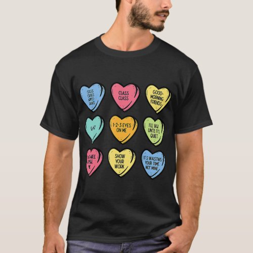 Teacher Conversation Hearts Funny Valentines Day W T_Shirt