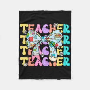 Teacher Coquette Bow Teacher Life Back To School W Fleece Blanket