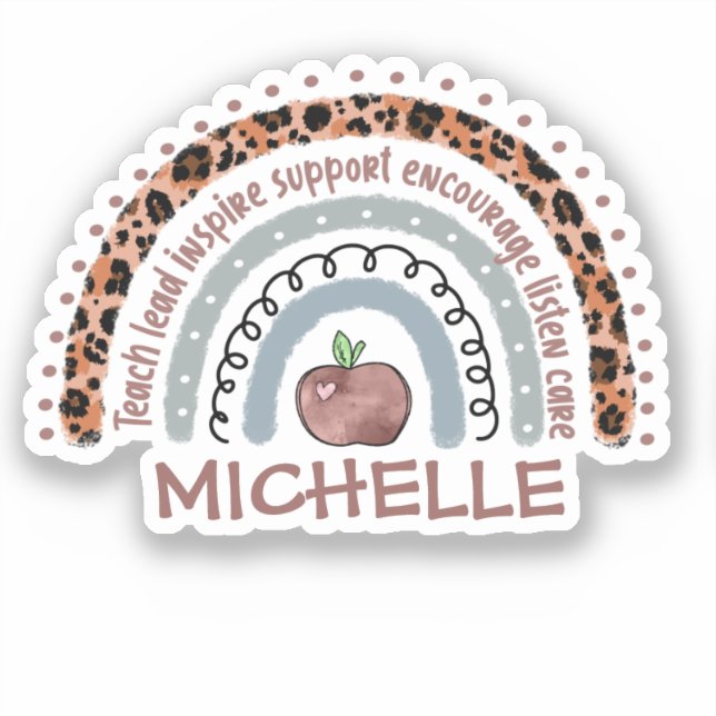 Teacher Core Values Rainbow Sticker (Front)