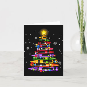 Teacher Crayon Christmas Tree Lights Student Schoo Card
