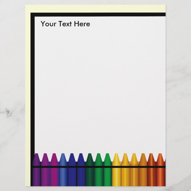 Teacher Crayon Design Letterhead Stationery (Front)