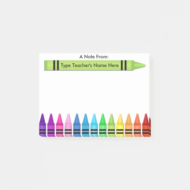 Teacher Crayon Personalized Post-it Note (Front)