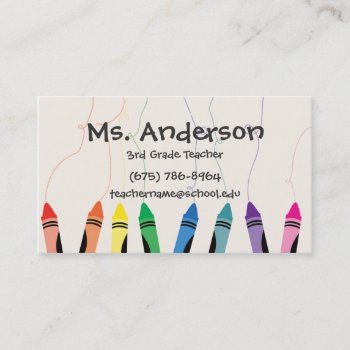 Teacher Crayons Business Card by oddowl at Zazzle