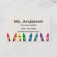 Shops Colorful Crayons, Premium Business Card, Fun Card For Teachers