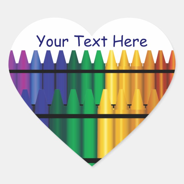 Teacher Crayons Heart Shape Sticker (Front)