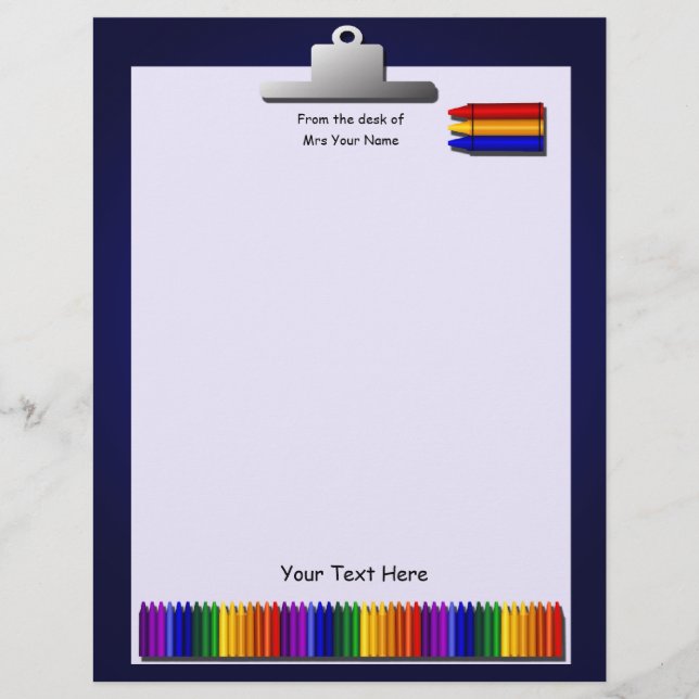 Teacher Crayons Letterhead Stationery (Front)