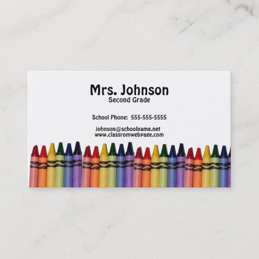 Customizable Teacher Crayons Template Business Cards