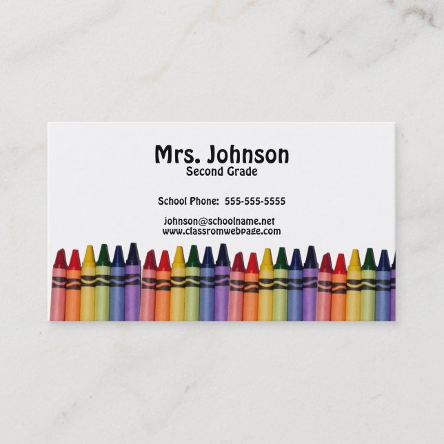 Teacher Crayons Template Business Card (Front)