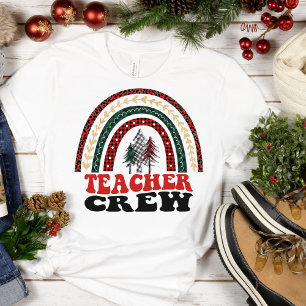 Teacher Crew Cute Christmas Trees Rainbow T-Shirt